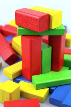 Wooden building blocks.