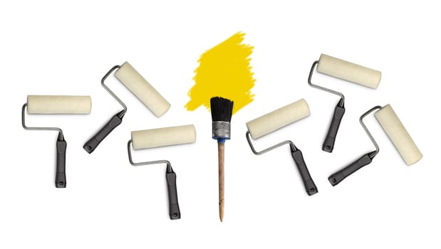 paint roller  an d brushes isolated