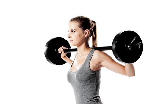 young woman weight training