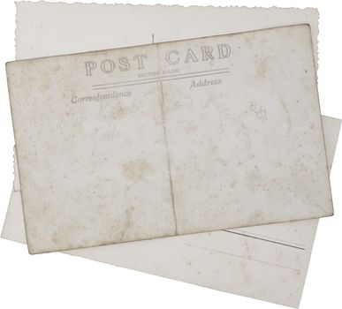 Reverse side of Old vintage postcards isolated with clipping path