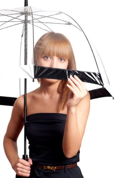 Young fashionable woman smile and holding umbrella