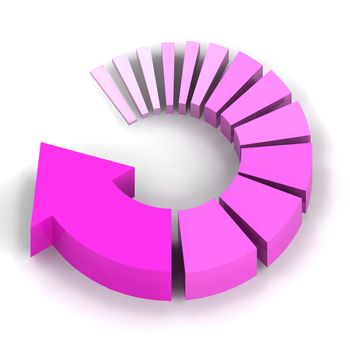 A Colourful 3d Rendered Pink Circular Arrow Concept Illustration