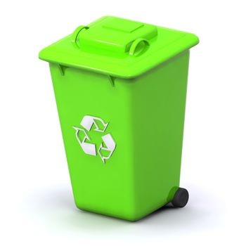 A Colourful 3d Rendered Green Recycle Bin Concept Illustration