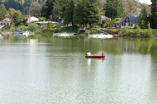 Lakefront properties, and boat Woodland WA.