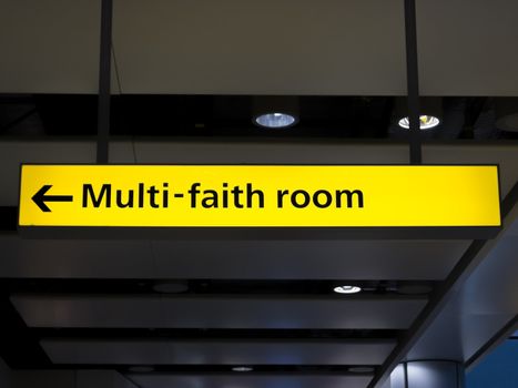 Sign for different religious praying room