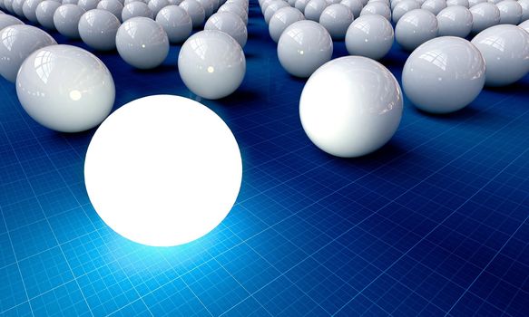 The set of balls on a light background, one stands out