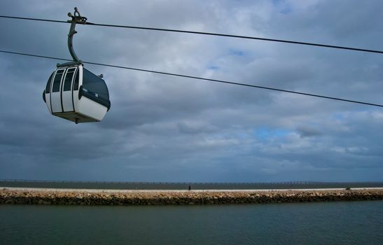 Cable car above the Tejo at the Expo park in Lisbon