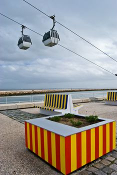 Cable car above the Tejo at the Expo park in Lisbon