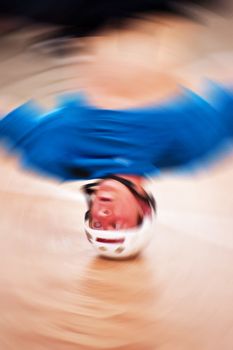 Close up of a breakdancer