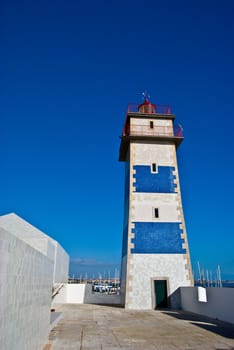 Lighthouse in the harbour of Cascais, Portugal