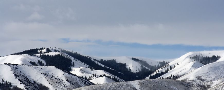 Snow Topped Idaho Mountain Panorama