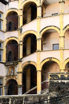 the famous Henri king's house, Lyon France. Renaissance style, fifth District,column, arch, Rhône, Rhône-alpes, 