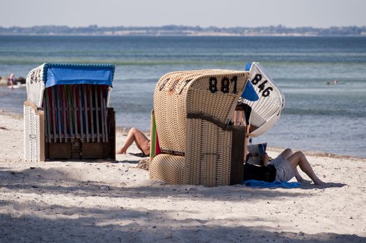 baltic sea beach with beach chair