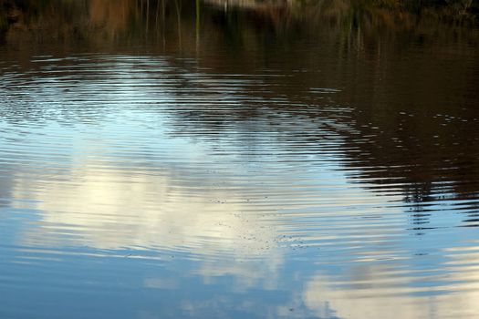 ripples on a quiet irish river with reflections