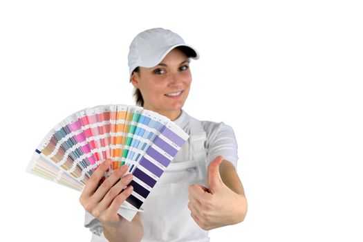 Woman with a color chart