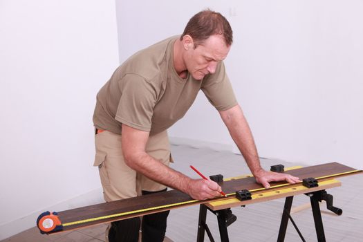 Man working on a workbench