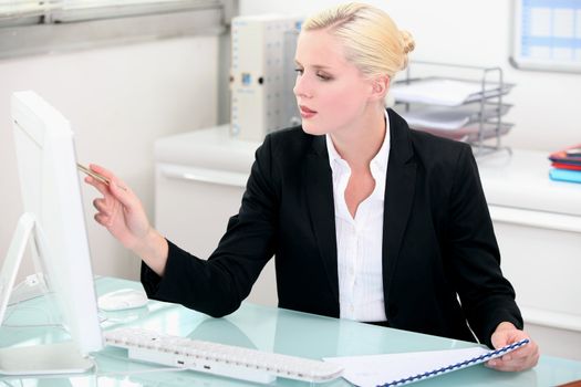 Blond businesswoman at work