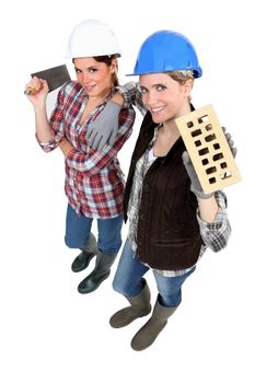 Female bricklaying team