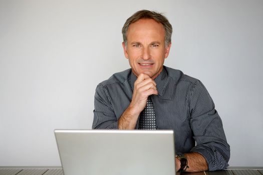 Businessman using a laptop computer
