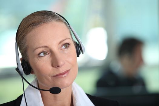 Woman with headset