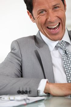 Office manager laughing