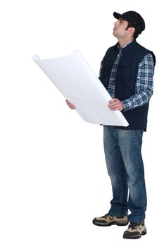 Man checking the plans.