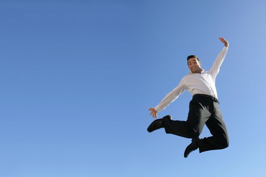 Businessman in mid-air