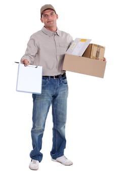 Courier with a signed for delivery