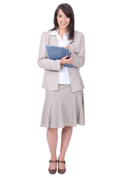 Brunette with a clipboard