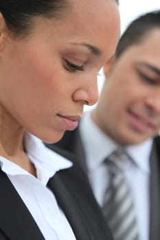 Closeup profile of a businesswoman