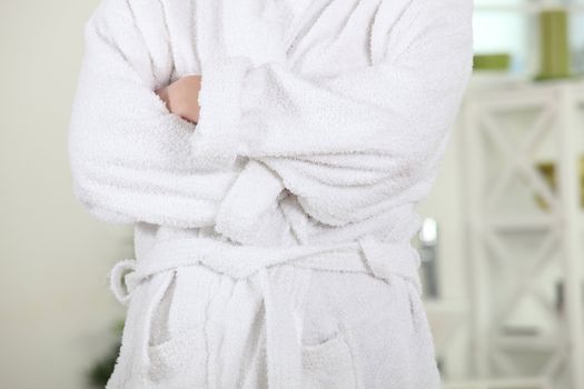 Person in bathrobe