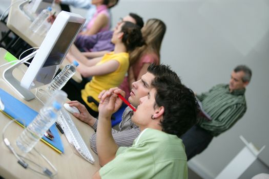 Young men in a classroom