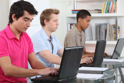 Students using laptop computers