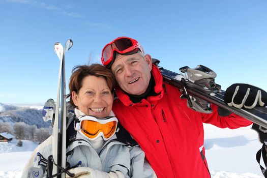 Couple on the ski slopes