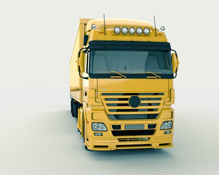 Truck on a light background, with shadows. Front view