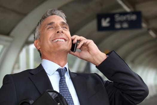 portrait of a businessman on the phone
