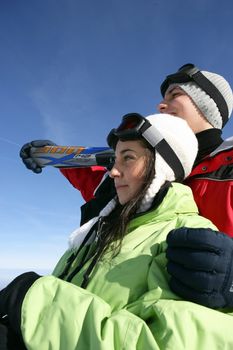 Teenage ski couple