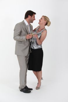 Couple with a glass of champagne