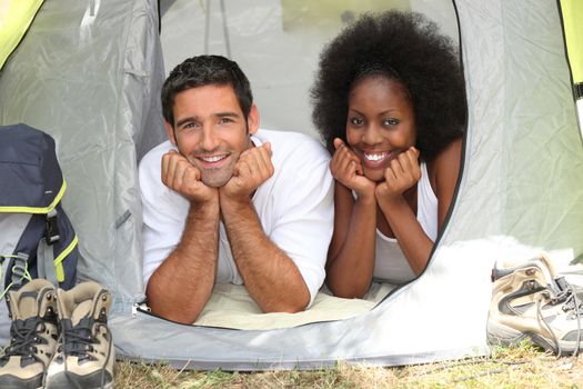 couple in a tent