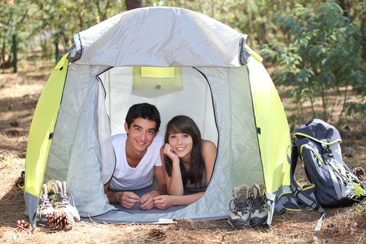 Teenagers camping