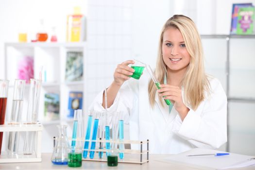 blond scientist on lab
