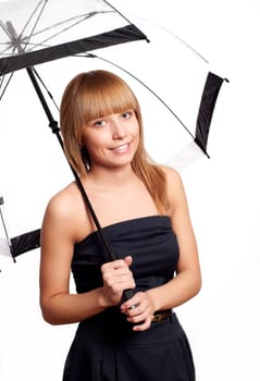 Young fashionable woman smile and holding umbrella