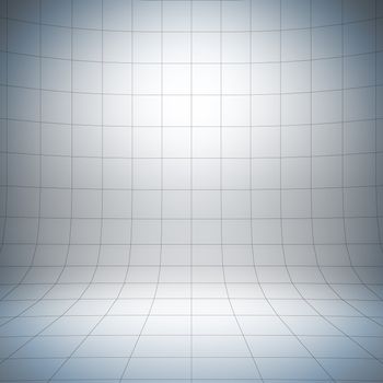 Empty white surface. A 3d illustration of blank template layout of simple stage with grid.

