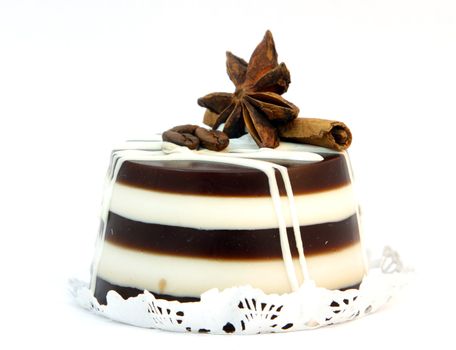 natural handmade soap chocolate cake on white background