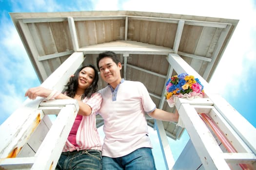 portrait of romantic couples at lighthouse