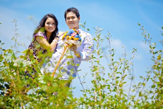 portrait of couples with beautiful meadows