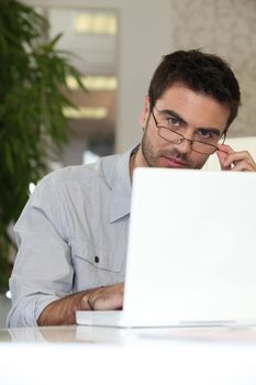 Man working on laptop