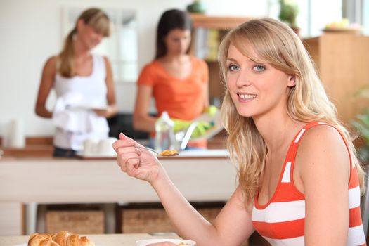 portrait of a woman at breakfast