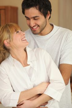 In-love couple in kitchen