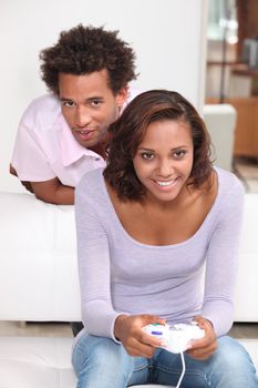 Couple on games console